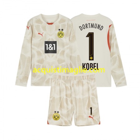 Divisa di Calcio Borussia Dortmund Gregor Kobel 1 Portiere Bambino Prima 2024/2025 Manica Lunga